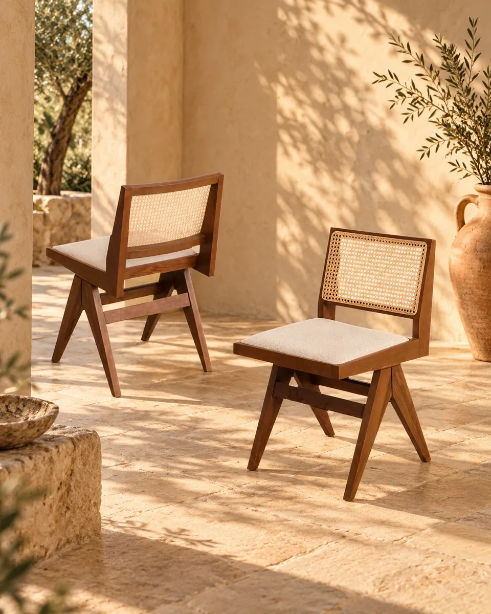 Chaise Sérifos, Chaise cannée en bois