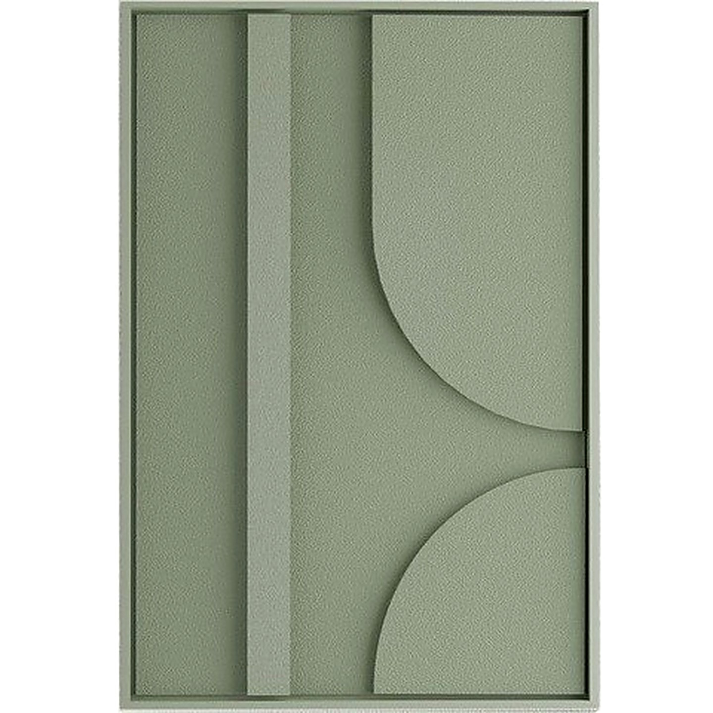 Atelier NEVA, relief paintings: sage green relief painting, rounded shapes